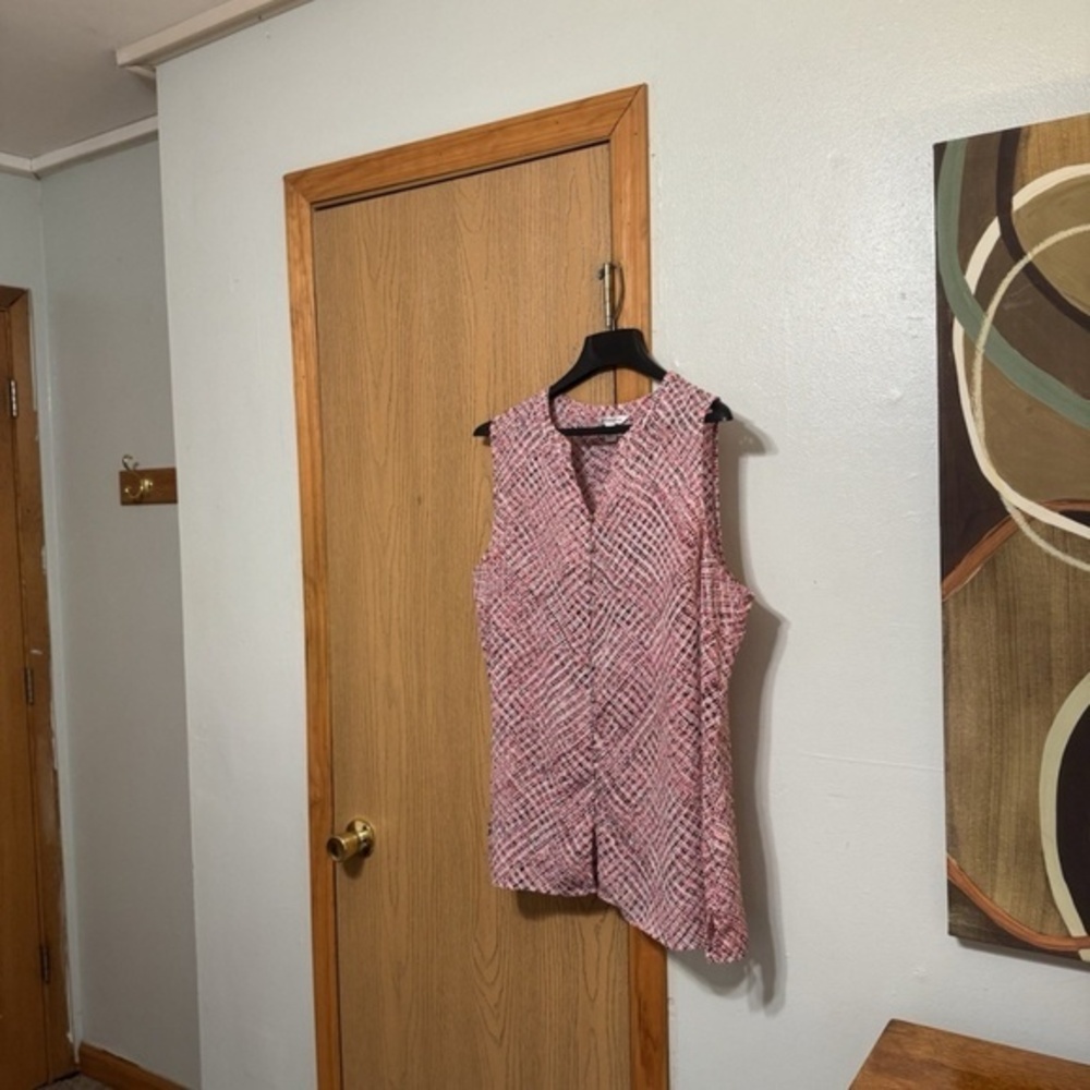 Croft & Barrow Size 2X Multi-Color w/Geometric Print Sleeveless Button-Front Top